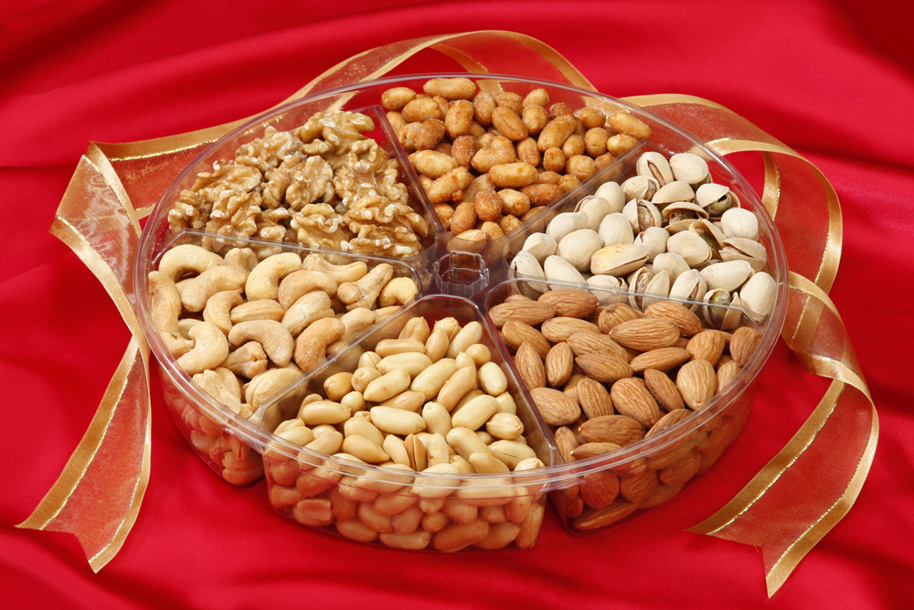 6-Section Gourmet Nut Assortment Gift Tray Questions & Answers